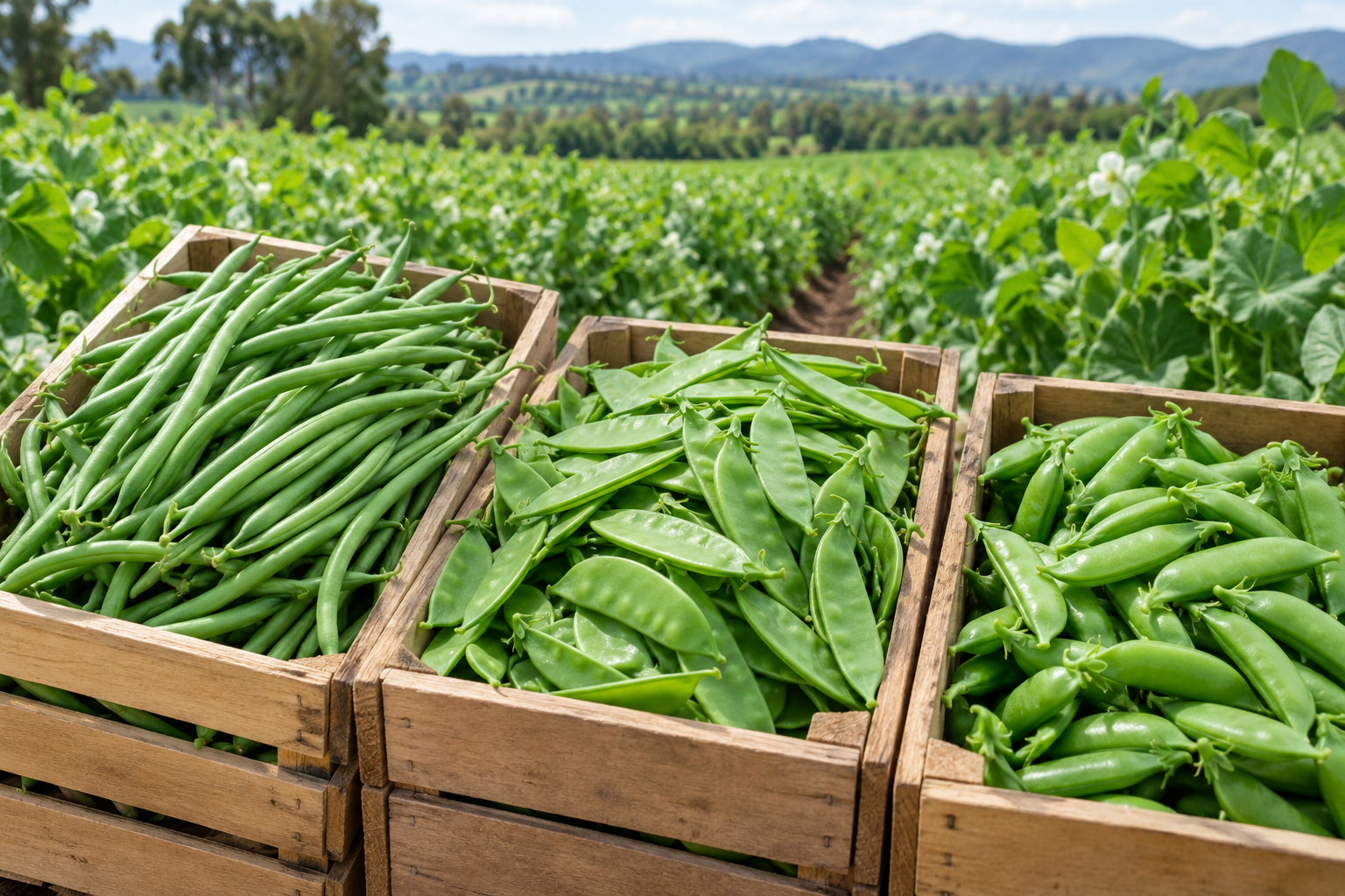 Fresh French beans prepared for export
